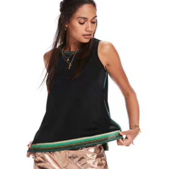 SCOTCH & SODA Round-Neck Top with Shimmery sleeveless black green sparkle size 1 - Picture 1 of 10
